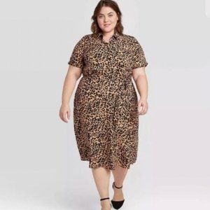 NEW Ava & Viv Animal Print Short Sleeve Dress